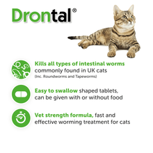 Drontal Wormer Tablets for Small & Medium Cats - Under 4kg - All Pack Sizes