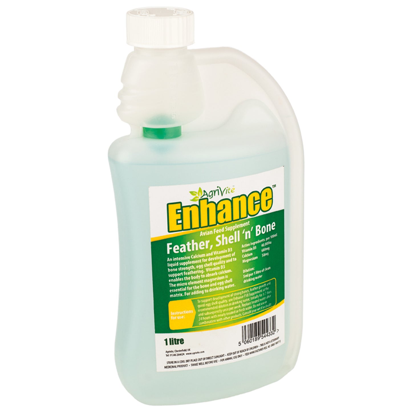 AgriVite Chicken Lickin' Enhance Feather, Shell 'n' Bone Supplement 1 Litre