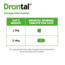 Drontal Wormer Tablets for Small & Medium Cats - Under 4kg - All Pack Sizes