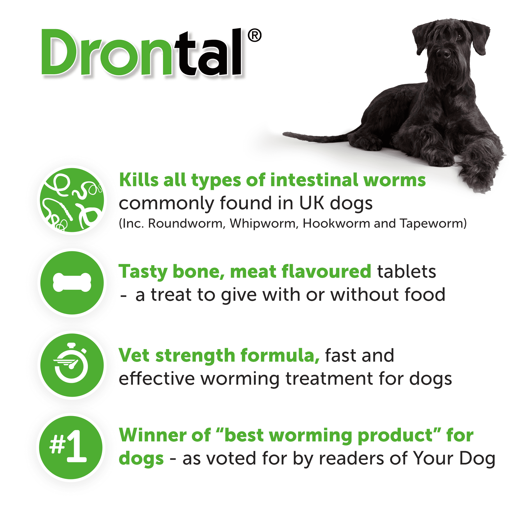 Drontal Tasty Bone Wormer Tablets for Small & Medium Dogs - 2 to 20kg All Pack Sizes