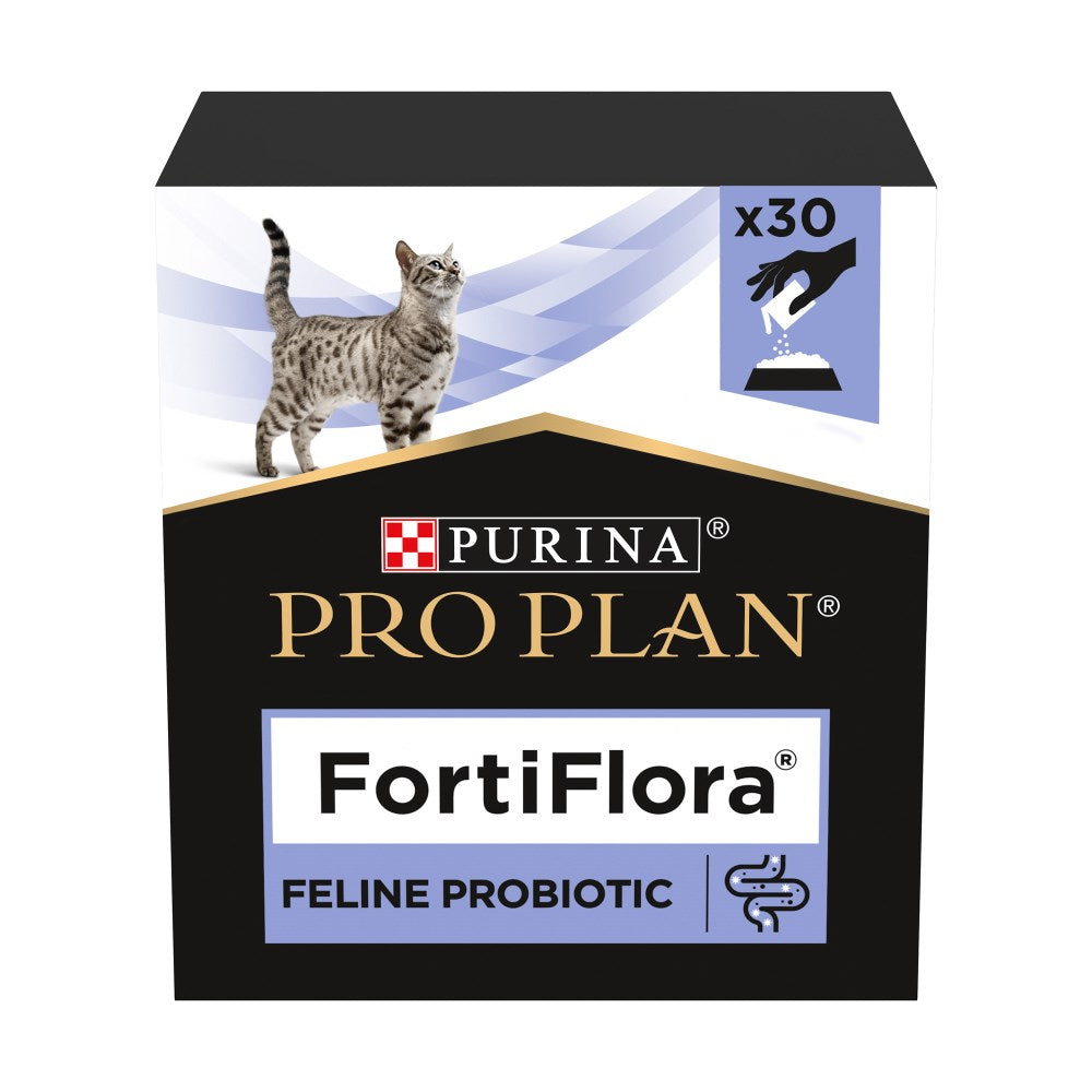 Box of PRO PLAN FortiFlora Probiotic Cat Supplement, 30 x 1g sachets
